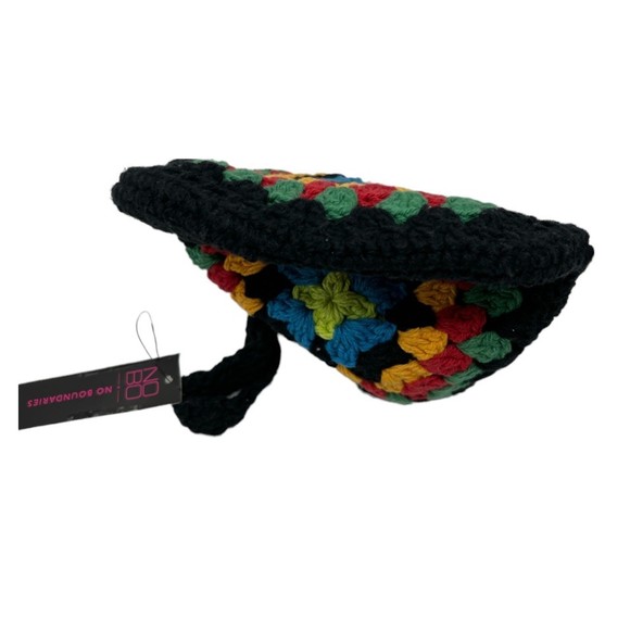 New purse crossbody festival crochet Boho Vibe Open Top Bag Black - Picture 9 of 9